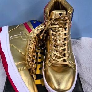 Donald Trump Gold Sneakers Never Surrender High Top Golden Shoes